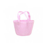 Panier en paille rose