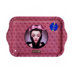 Plateau rectangulaire buste femme motif capiton� rose 22x15cm les cakes de bertrand