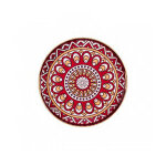 Plateau rond en mlamine rouge motif mosaik 35cm