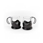 Set de 2 tasses � th� en verre et noires