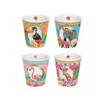 Set 4 tasses cafs assorties fancy tropic
