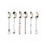 Set de 6 cuillères métal forges assorties Set de 6 cuillères métal forges assorties