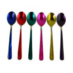Set de 6 cuill�res moka m�tal multicolores
