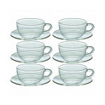 Set de 6 tasses 10cl en verre et leurs soucoupes Set de 6 tasses 10cl en verre et leurs soucoupes
