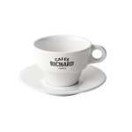 Set de 6 tasses et soucoupes chocolat zinc blanche 30cl