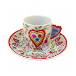 Tasse et soucoupe expresso en porcelaine motif amor