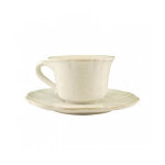 Tasse et sa soucoupe fa�ence blanc patin� 20cl