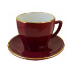 Tasse et soucoupe en porcelaine couleur framboise grand modle 25cl
