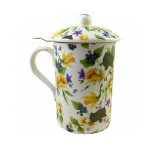 Tisanire avec filtre et couvercle motif jonquilles