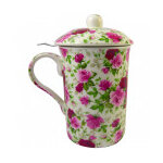 Tisani�re avec filtre et couvercle motif roses