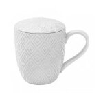 Tisanire infuseur folk en cramique blanche 40cl