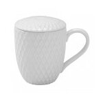 Tisanire infuseur losange en cramique blanche 40cl