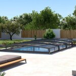 Abri piscine bas t�lescopique monteo 6, 30m x 3, 70m