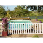 Barri�re piscine bois � barreaux - longueur 180 cm - natural blanc 1. 80 m