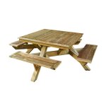 Table pique - nique carr�e en bois premium - longueur 2, 16 m