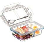0. 6l bote  bento en verrelunch box en verre  2 compartimentsbote  lunch avec une cuillre en acier ...