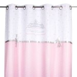 Rideau satin princesse rose et blanc avec noeud brod