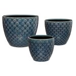 Set de 3 pots fleurs bleu encre d20 25 30cm - atmosphera createur dinterieur