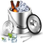 1. 6l seau a glaconseau a glacon isotherme inoxseau  glace avec couvercle et clip a filtrepour bouteille ...