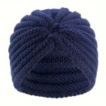 1 bonnet extensible en tricot chaud pour femme - id�al pour le froid couvre - chef dhiver (bleu)