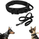 1 ensemble - collier et laisse tactiques pour chien - r�glable - taille l - noir - pour chiens de taille ...