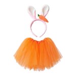 1 ensemble de costume de lapin de p�ques pour filles oreilles de lapin mignonnes bandeau carotte jupe ...
