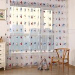 1 m x 2 m rideaux pour enfants 2pcs motif voitures voilage transparent pour porte fen�tre de chambre ...