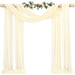 1 panneaux rideaux en mousseline de soie pour arche de mariage 28 x20ft beige tissu 73l x 610h cm (1 ...