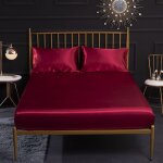 1 pice drap - housse de lit en tissu de soie imit drap - housse en satin anti - plis drap housse de ...