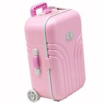 1 valise de voyage  roulettes rose pour poupes accessoires de jouets maison de poupe miniature