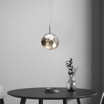 1 x lampe  suspension sphrique boule en verre de couleur argent 20cm contemporain luminaire lustre ...