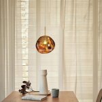 1 x lampe  suspension sphrique boule en verre de couleur dor 15cm contemporain luminaire lustre salle ...