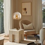 1 x lampe  suspension sphrique boule en verre de couleur dor 25cm moderne luminaire lustre pour table ...