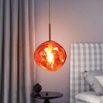 1 x lampe � suspension sph�rique boule en verre de couleur or rose �28cm contemporain luminaire lustre ...