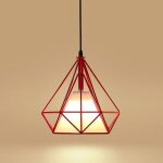 1 x lustre suspension moderne lampe en m�tal e27 �25cm rouge cage diamant contemporain plafonnier pour ...