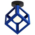 1 x plafonnier industrielle vintage luminaire e27 moderne design mtal bleu fonc cage gomtrie pour ...