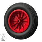 1 x roue � air � 370 mm 3. 50 - 8 palier lisse roue de brouette pneus noir / rouge