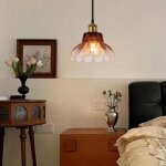 1 x suspension fleur en verre de couleur marron dgrade 20. 5cm vintage laiton dor lustre salon clairage ...