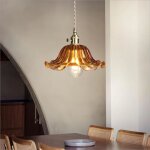 1 x suspension luminaire en verre rtro lustre  fleur crative abat - jour 25cm e27 plafonnier salon ...