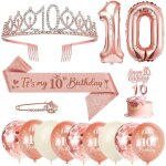 10 ans fille Écharpe couronne anniversaire ballon chiffre 10 or rose bougies gâteau topper happy birthday ... 10 ans fille Écharpe couronne anniversaire ballon chiffre 10 or rose bougies gâteau topper happy birthday ...
