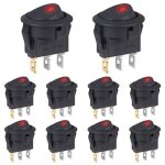 10 pcs interrupteur 12v 20a voyant lumineux led rouge interrupteurs � bascule rond 12 volts on / off ...