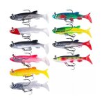 10 pi�ces leurre souple leurre peche mer kit pour carpe brochet truite bar leurres souples avec t�te ...