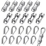 10 pi�ces serre cable acier 5mm + 10 pi�ces c�bles cosses en acier inoxydable 304 pour cable acier 3 ...