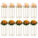 10 pi�ces supports de fleurs de mariage vase dor� design g�om�trique vase � fleurs rectangulaires