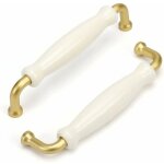 10 poignes meuble 128mm dores vintage cuisine coiffeuse porcelaine blanche