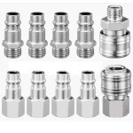 10 raccords rapides pneumatiques 1 / 4 bsp pour compresseur connecteurs air m�le / femelle