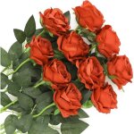 10 roses artificielles en soie fausses roses � tige uniquebouquets de mari�e pour d�coration de mariagedannive ...