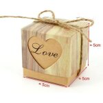 100x bo�te � drag�es 5cm en papier kraft couvercle coeur love kraft + cordon jute bonbonni�re faveur ...