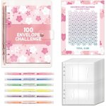 100 envelope saving challenge avec 6 surligneurs  deux pointes a5 classeur budget avec challenge tracker ...