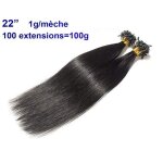 100 extensions cheveux pose  chaud kratine 22 noir 1g / mche u tip